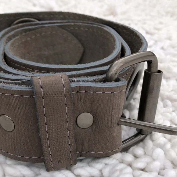?B2G1 New KIM WHITE Grey Pewter Leather Belt display picture 2